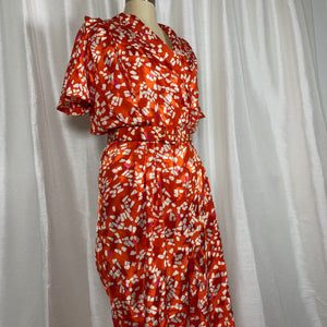 Orange Spotted Silk Jumpsuit - M