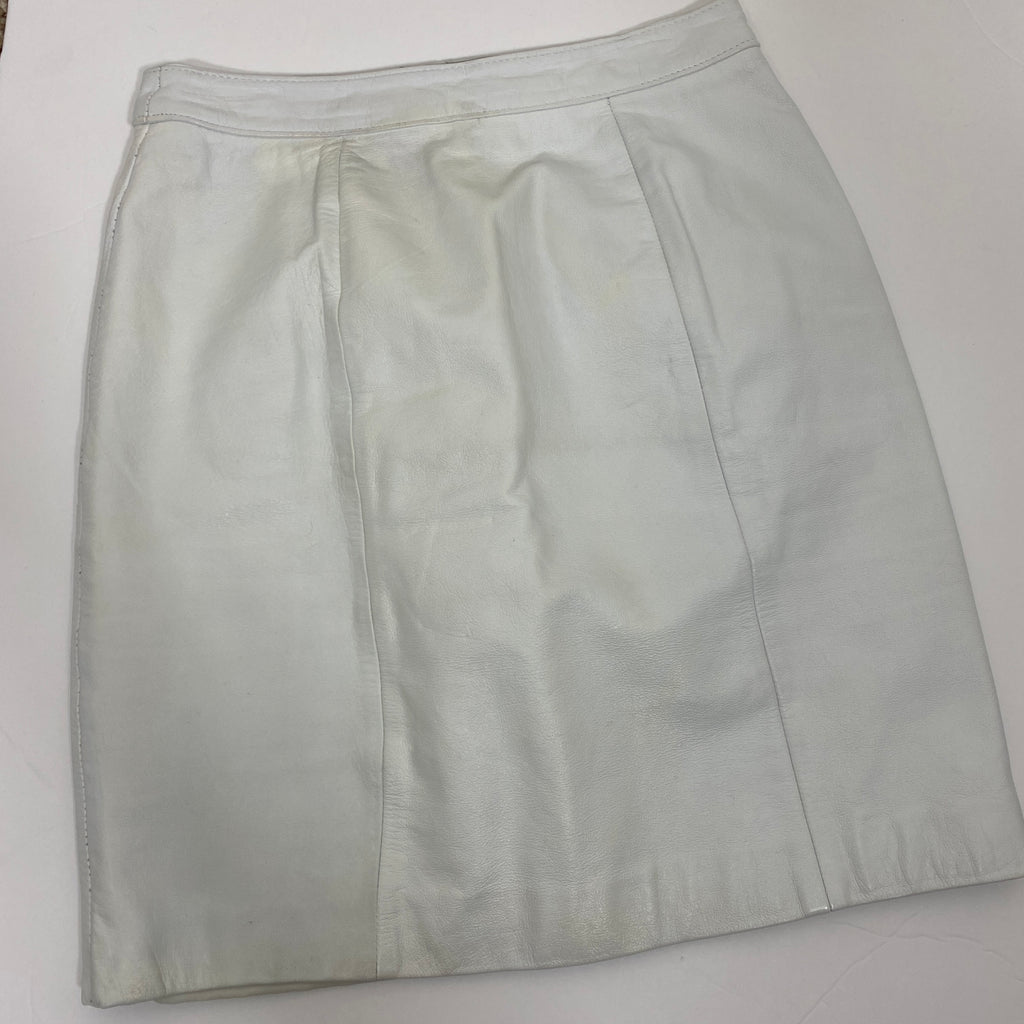 Bynes and Baker Micro Mini White Leather Skirt Skirt - XXS
