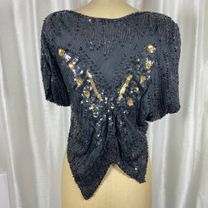 Vintage Butterfly Sequin Top - S